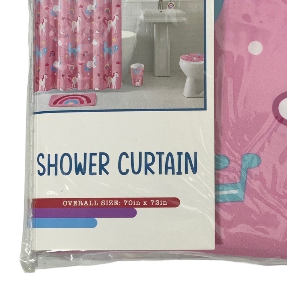 Matt & Maddie Unicorn Rainbow Fabric Shower Curtain 70 X 72 In Multicolor Pink - Picture 10 of 16